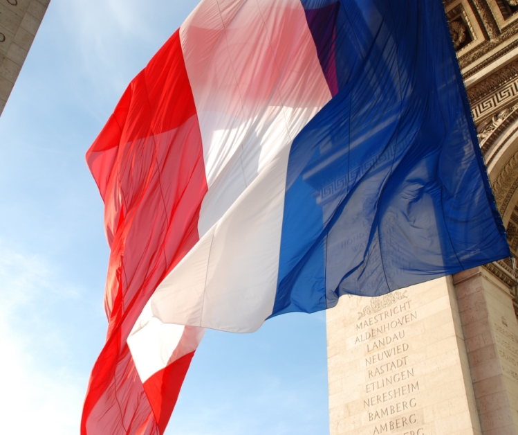 French flag flowing in the breeze