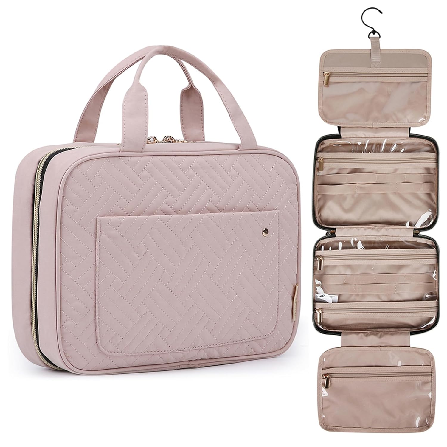 pink hanging toiletry/cosemetics bag